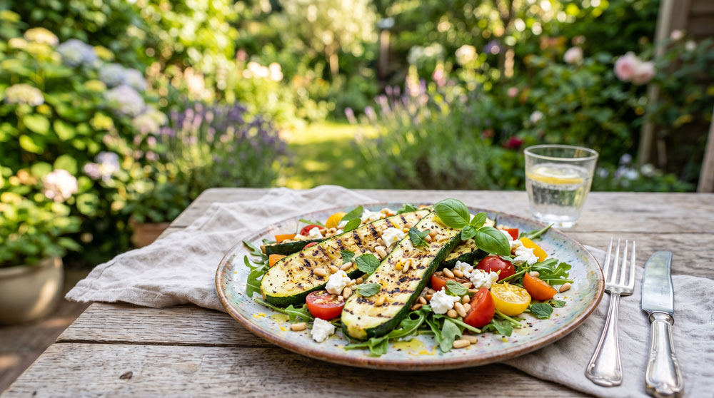 Gegrillte Zucchini im Garten